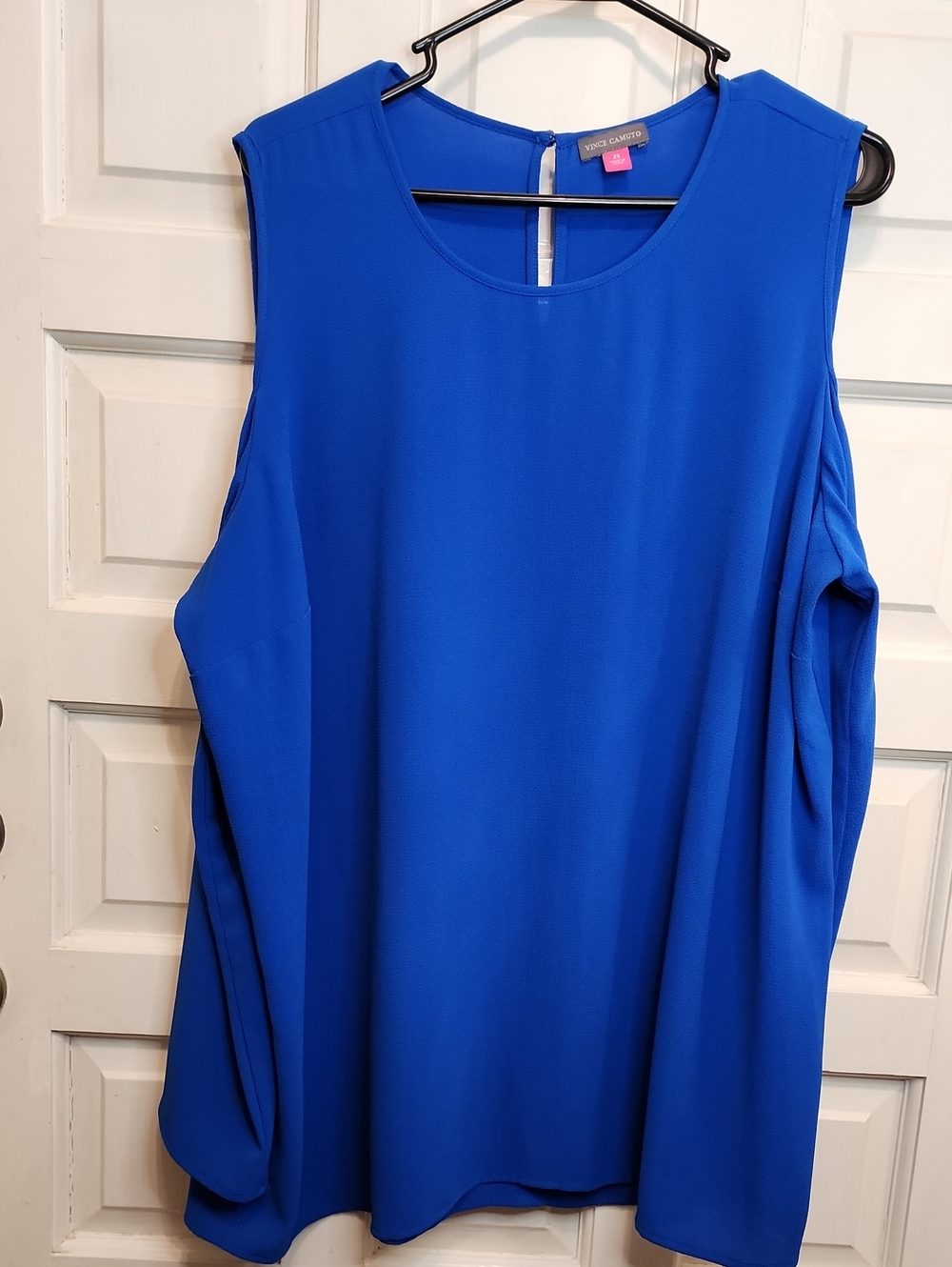 Vince Camuto Royal Blue Cold-Shoulder Blouse 2X Dressy Formal Date Night